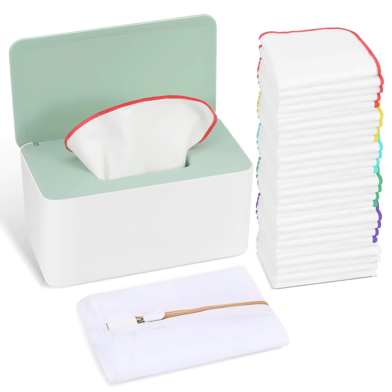 54-Pack Reusable Flannel Baby Wipes with Upgraded Dispenser – Soft & Durable
