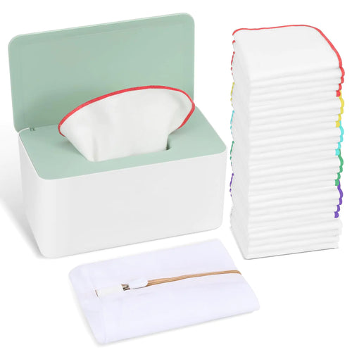 54-Pack Reusable Flannel Baby Wipes with Upgraded Dispenser – Soft & Durable